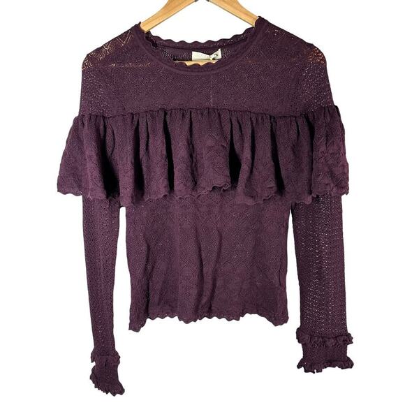 Ulla Johnson Augustina Wool Pointelle Knit Long Sleeve Top Size Large - Picture 1 of 14